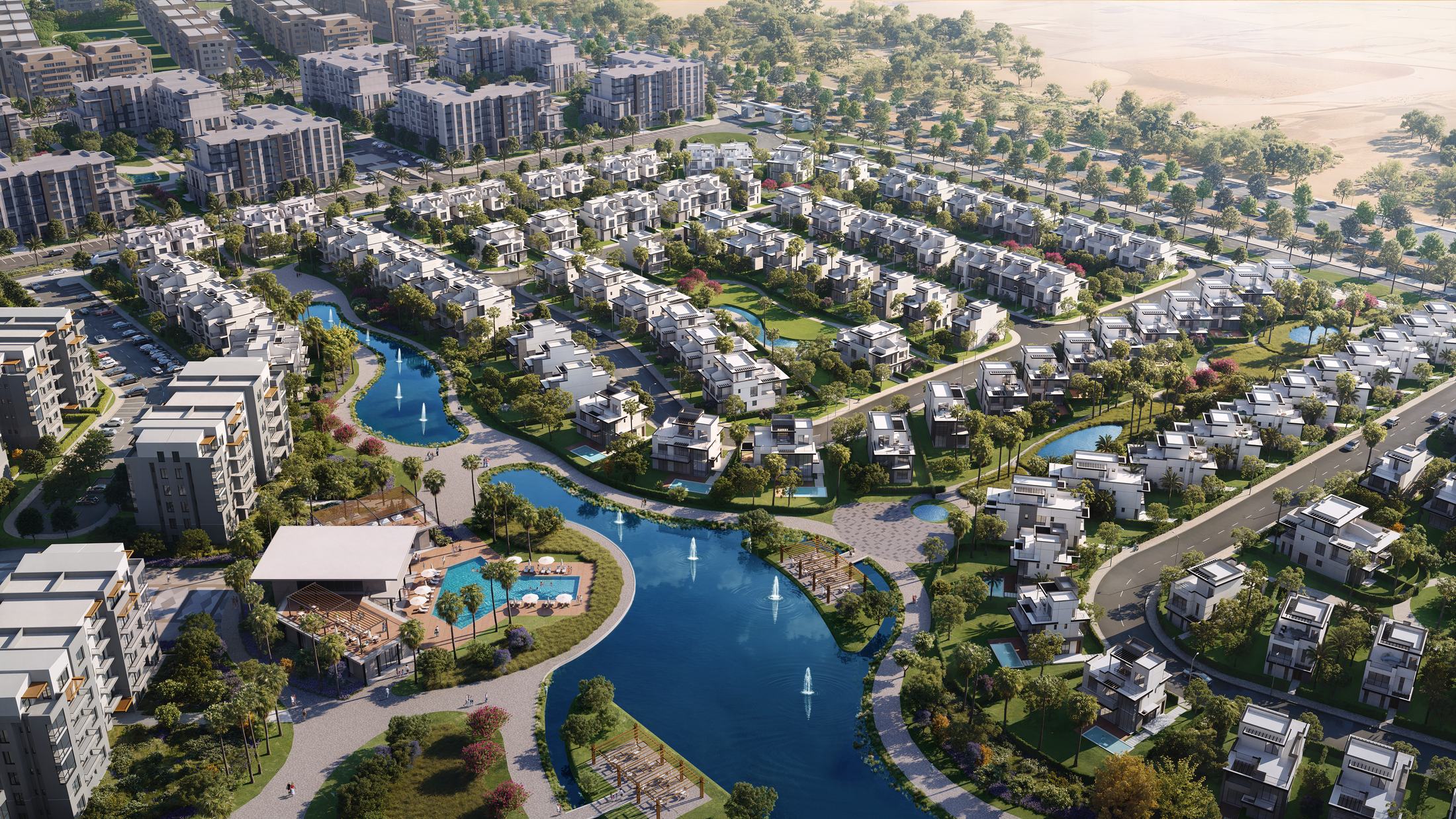 Walkable neighborhoods at ONE Hyde Park woven around water and landscaped courtyards